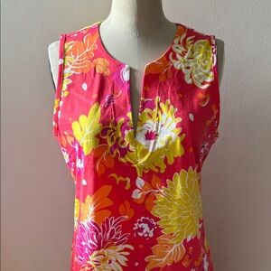 Lands' End Red and Yellow Floral Swim Coverup